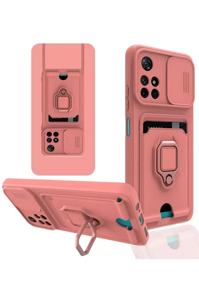 Newface Xiaomi Redmi Note 11T Kılıf Zuma Kartvizitli Yüzüklü Silikon - Pembe ürün görseli 1