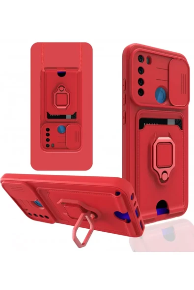 Newface Xiaomi Redmi Note 8 Kılıf Zuma Kartvizitli Yüzüklü Silikon - Kırmızı ürün görseli 1