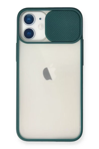 Newface Apple iPhone 11 Kılıf Palm Buzlu Kamera Sürgülü Silikon - Yeşil ürün görseli 1
