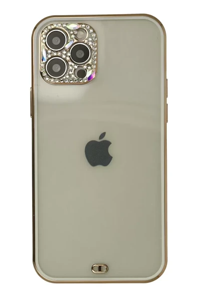 Newface Apple iPhone 12 Pro Max Kılıf Liva Taşlı Silikon - Beyaz ürün görseli 1