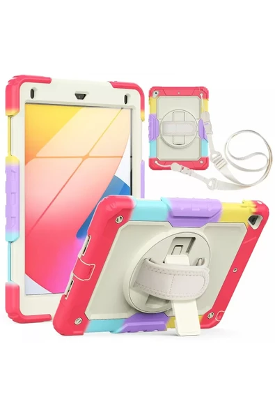 Newface Apple iPad 5 Air 9.7 Kılıf Tablet Rainbow Kapak - Kırmızı ürün görseli 1