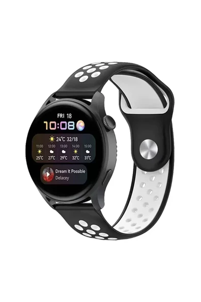 Newface Watch 20mm Spor Delikli Kordon - Siyah-Beyaz ürün görseli 1
