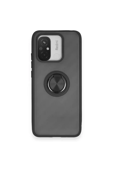 Newface Xiaomi Redmi 12C Kılıf Montreal Yüzüklü Silikon Kapak - Siyah ürün görseli 1
