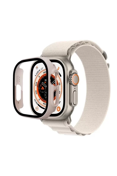 Newface Apple Watch Ultra 49mm Desert Camlı Kasa Ekran Koruyucu - Metalik Gold ürün görseli 1