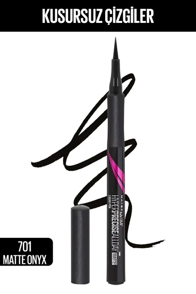 Maybelline New York Hyper Precise All Day Eyeliner - 701 Matte Onyx - Mat Siyah ürün görseli 1
