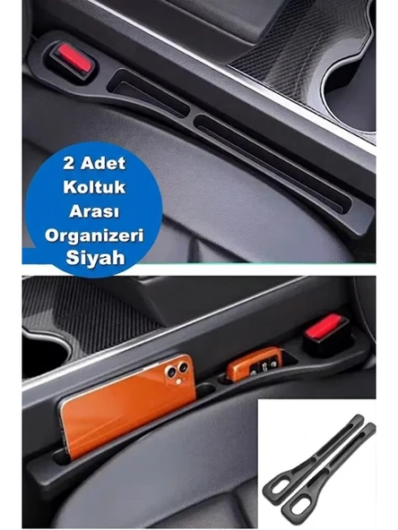 Mucit Home 2 Adet Araba Koltuk Arası Düşme Engelleyici Organizer Araç İçi Telefon Tutucu Siyah Renk ürün görseli 1