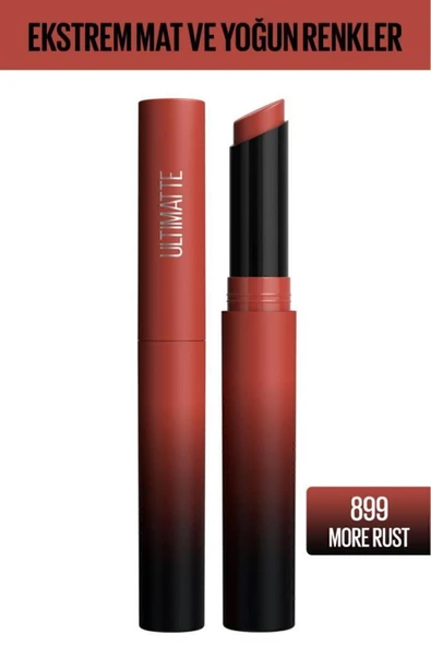 Maybelline New York Color Sensational Ultimatte Mat Ruj- 899 More Rust (KIRMIZI) ürün görseli 1