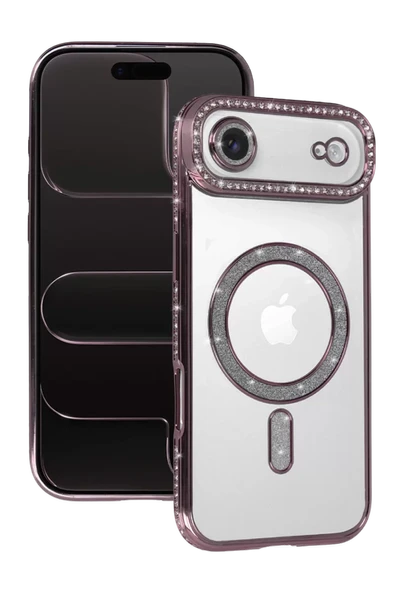 Newface Apple iPhone 17 Air Joke Simli Magneticsafe Kılıf - Pembe ürün görseli 1