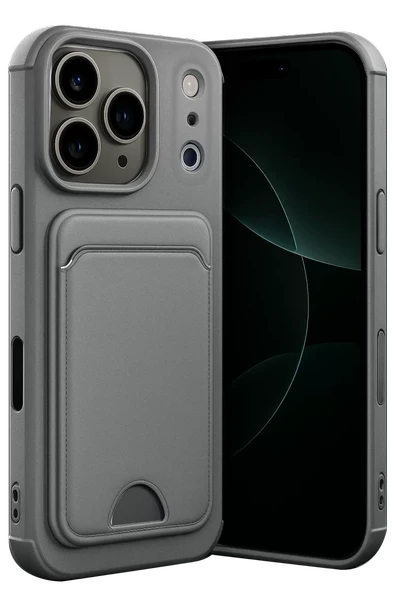 Newface Apple iPhone 17 Pro Kelvin Kartvizitli Silikon - Gri ürün görseli 1
