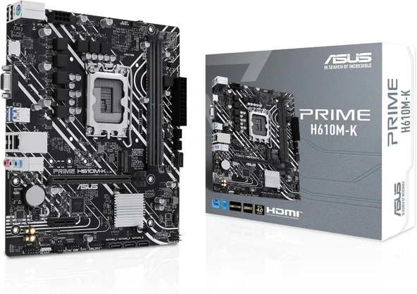 ASUS PRIME H610M-K Intel H610 LGA1700 DDR5 5600 HDMI VGA M2 USB3.2 mATX 96GB’a kadar RAM desteği, ASUS 5X PROTECTION III Outlet ürün görseli 1