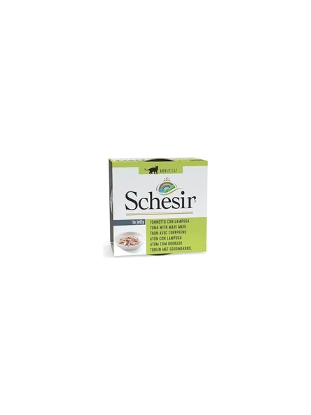 Schesir Jelly Ton Balığı ve Mahi Mahi Balığı Jöle Içinde Yetişkin Kedi Konservesi 85G ürün görseli 1