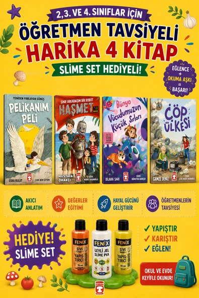 TİMAŞ 2,3. VE 4.SINIFLAR İÇİN ÖĞRETMEN TAVSİYELİ HARİKA 4 KİTAP -2 (SLİME SET HEDİYELİ) ürün görseli 1