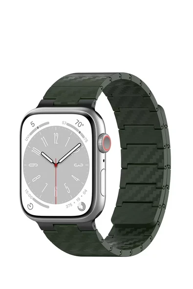 Movenchy Apple Watch 45mm Carbon Steel Kordon - Koyu Yeşil ürün görseli 1