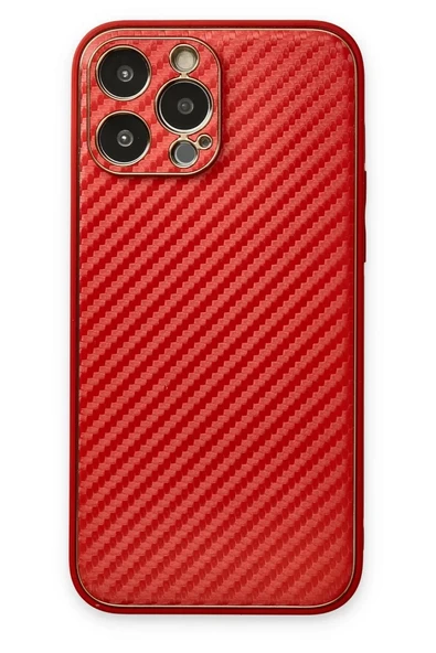 Newface Apple iPhone 13 Pro Max Kılıf Coco Karbon Silikon - Kırmızı ürün görseli 1