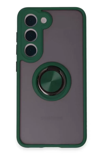 Newface Samsung Galaxy S23 Kılıf Montreal Yüzüklü Silikon Kapak - Yeşil ürün görseli 1