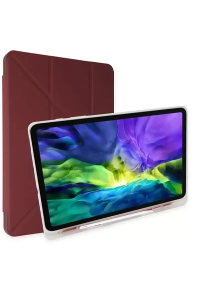 Newface Apple iPad 10.2 (8.nesil) Kılıf Kalemlikli Mars Tablet Kılıfı - Mürdüm ürün görseli 1