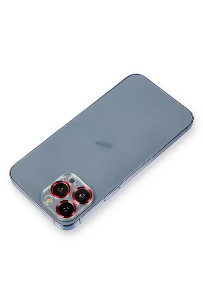 Newface Apple iPhone 12 Pro Metal Kamera Lens Koruma Cam - Kırmızı ürün görseli 1