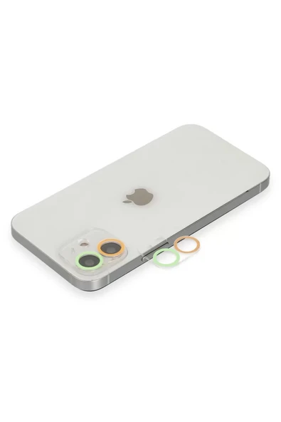 Newface Apple iPhone 11 Renkli Kamera Lens Koruma Cam - Turuncu-Yeşil ürün görseli 1