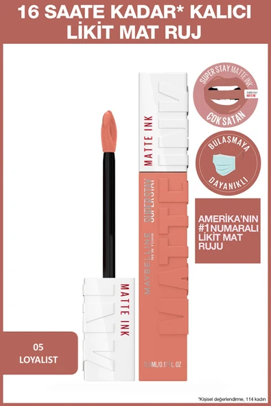 Maybelline New York Super Stay Matte Ink Likit Mat Ruj - 05 Loyalist - Nude ürün görseli 1