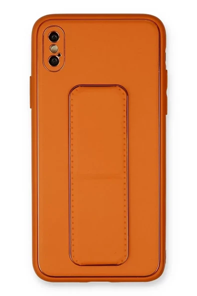 Newface Apple iPhone XS Max Kılıf Coco Deri Standlı Kapak - Turuncu ürün görseli 1