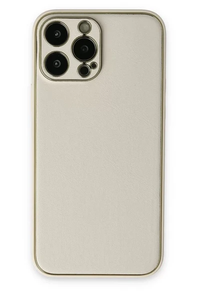 Newface Apple iPhone 13 Pro Kılıf Coco Deri Silikon Kapak - Beyaz ürün görseli 1