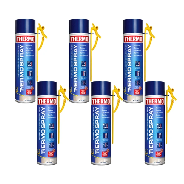 6 Adet Thermo Acoustic Poliüretan Sprey Köpük 800 ml Isı Ses Yalıtım İzolasyon Köpüğü ürün görseli 1