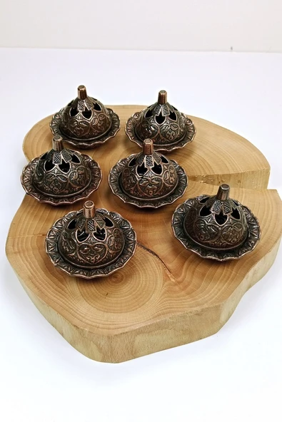 6 Lı Mini Eskitme Osmanlı Temalı Koyu Renk Lokumluk Sunum ürün görseli 1
