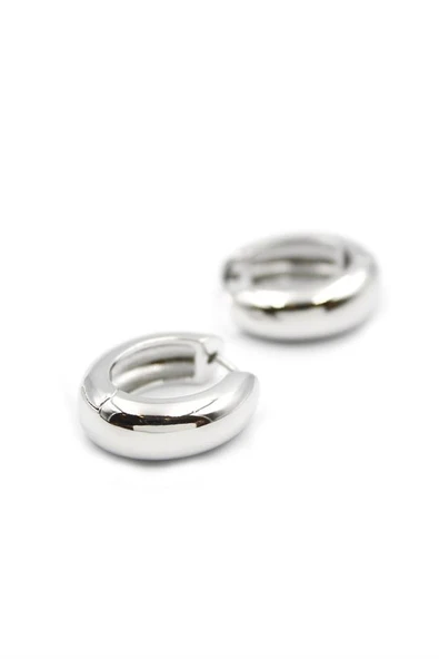 Oval Halka Küpe - Gümüş - Resim 2