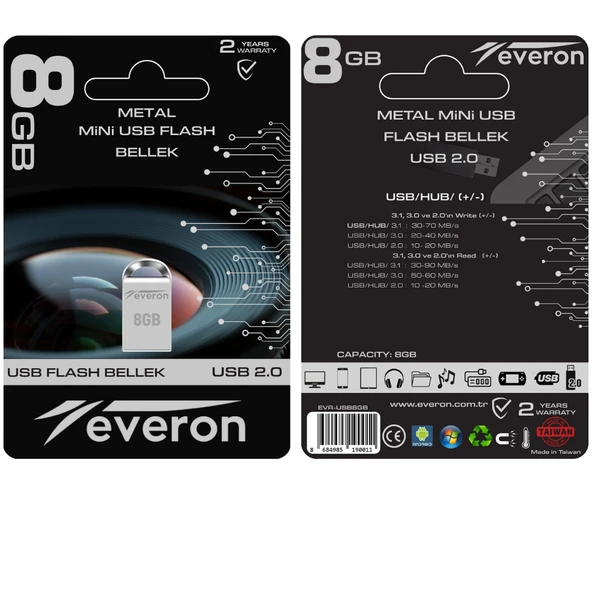 Everon 8gb Metal Usb Mini Flash Bellek - Resim 2