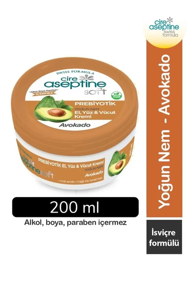Cire Aseptine Soft Avokado Özlü Yoğun Nemlendirici Prebiyotikli Krem 200 ml ürün görseli 1