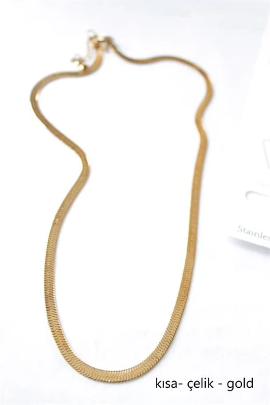 Kısa İtalyan Çelik Kolye-45 CM - Altın ürün görseli 1