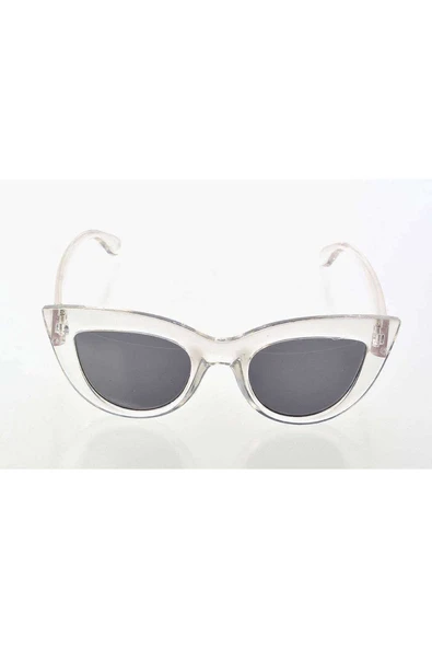 Şeffaf Beyaz Çerçeve Cat Eye Kadın Güneş Gözlüğü - Moda Gözlük ürün görseli 1