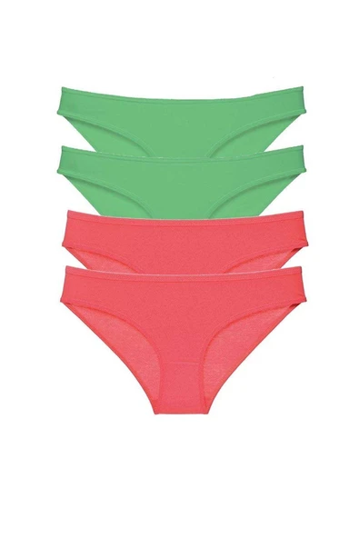 4 adet Eko Set Likralı Kadın Slip Külot Yeşil Fuşya ürün görseli 1