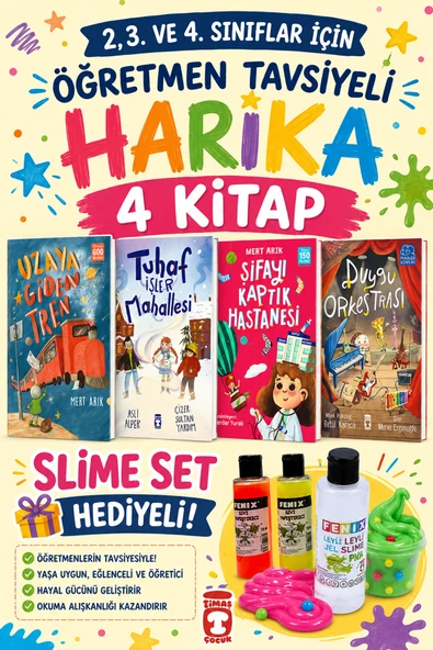 TİMAŞ 2,3. VE 4.SINIFLAR İÇİN ÖĞRETMEN TAVSİYELİ HARİKA 4 KİTAP -4 (SLİME SET HEDİYELİ) ürün görseli 1