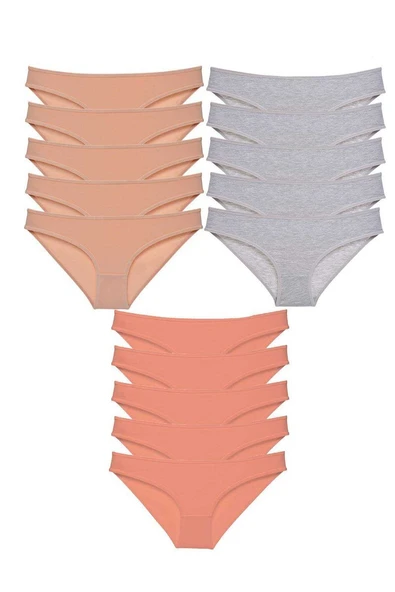 15 adet Süper Eko Set Likralı Kadın Slip Külot Ten Gri Pudra ürün görseli 1