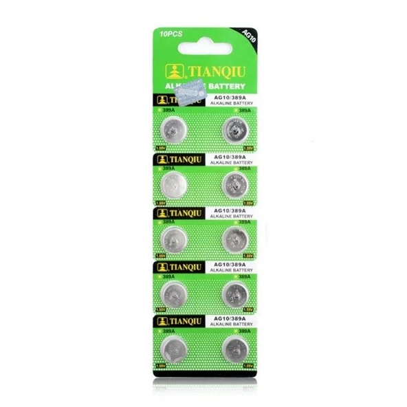 TıanQıu Ag10 Lr1130/389 Alkalin 10'lu Düğme Pil ürün görseli 1
