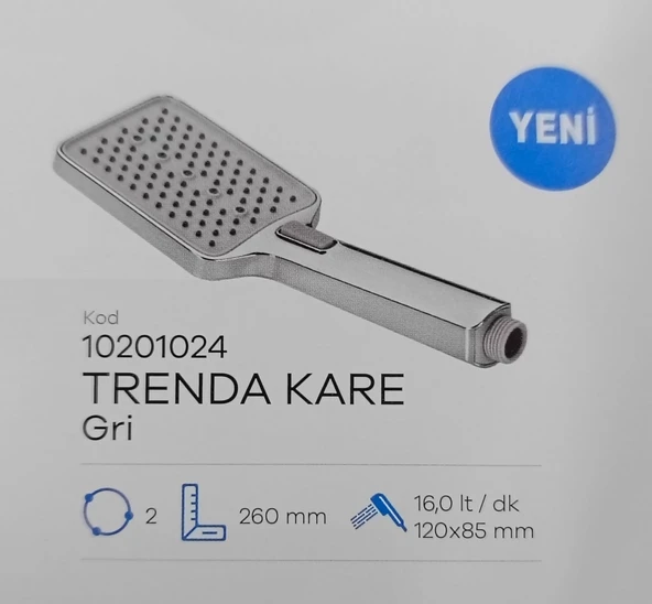 Pesen Trenda El Duşu Kare Gri 10201024 ürün görseli 1