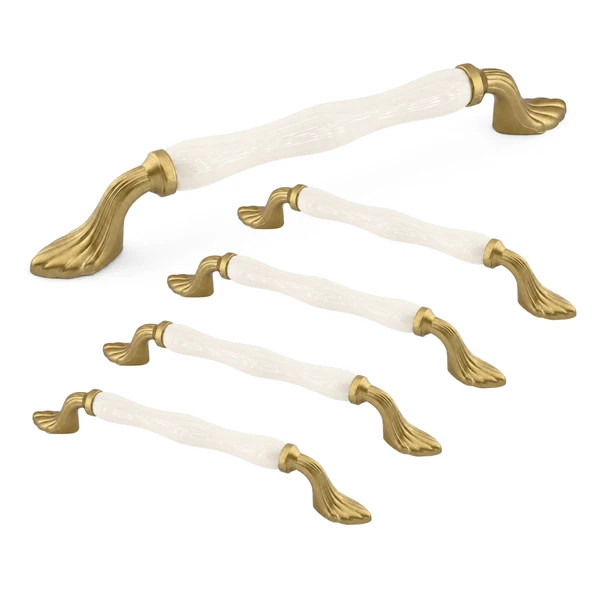 (5 Adet) Myras Porselen Mat Altın Kulp 160 mm 16 cm Mobilya Çekmece Dolap Kapak Kulplar Kulb Kulp ürün görseli 1