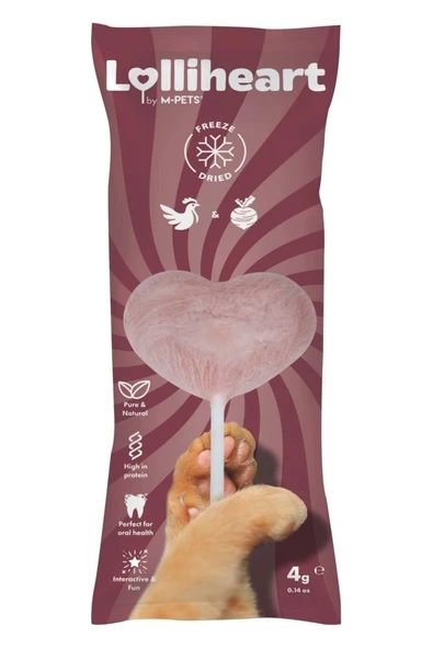 M-Pets Lolliheart Tavuklu ve Pancarlı Kedi Ödülü 4gr ürün görseli 1