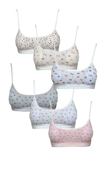 Pedli Ip Askılı Yarım Atlet Desenli Büstiyer 6 Lı Set 2 ürün görseli 1