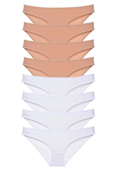 8 adet Süper Eko Set Likralı Kadın Slip Külot Ten Beyaz ürün görseli 1