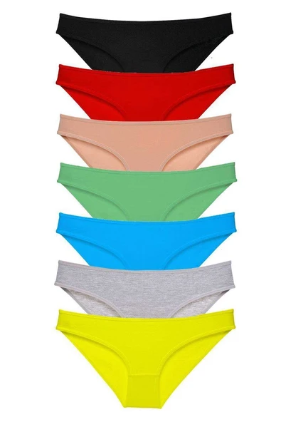 7 adet Süper Eko Set Likralı Kadın Slip Külot Çok Renkli ürün görseli 1
