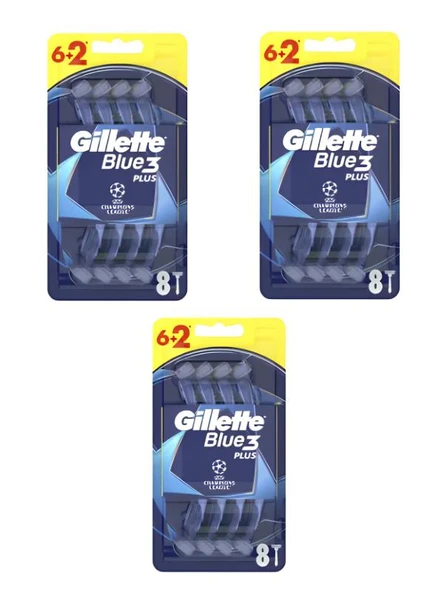 Gillette Blue3 Plus Tıraş Bıçağı 6+2 Li 3 Adet ürün görseli 1