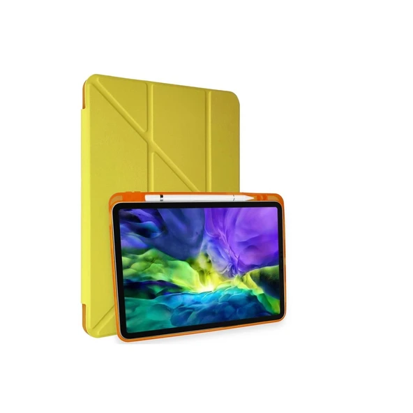 Apple İpad Pro 11 (2018) Kılıf Kalemlikli Mars Tablet Kılıfı - Açık Sarı ürün görseli 1