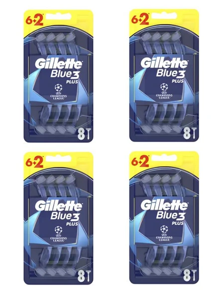 Gillette Blue3 Plus Tıraş Bıçağı 6+2 Li 4 Adet ürün görseli 1