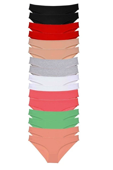 16 adet Süper Eko Set Likralı Kadın Slip Külot 8 Renkli ürün görseli 1