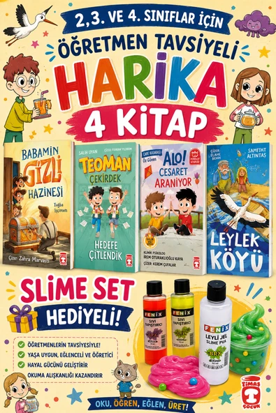 TİMAŞ 2,3. VE 4.SINIFLAR İÇİN ÖĞRETMEN TAVSİYELİ HARİKA 4 KİTAP -6 (SLİME SET HEDİYELİ) ürün görseli 1