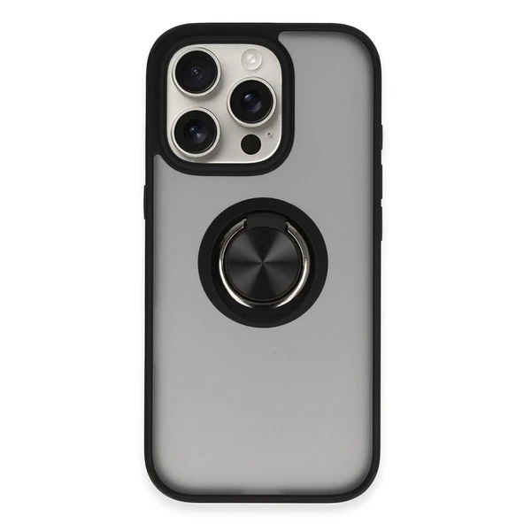 Apple İphone 16 Pro Kılıf Montreal Yüzüklü Silikon Kapak - Siyah ürün görseli 1