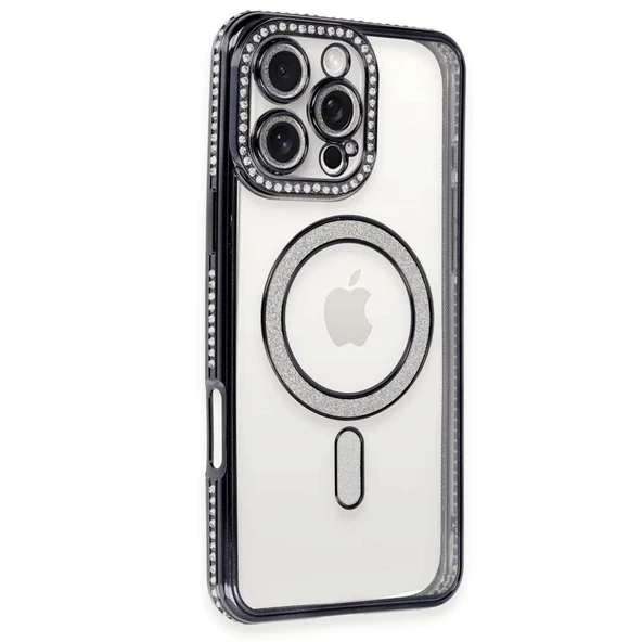 Apple İphone 16 Pro Kılıf Joke Simli Magneticsafe Kılıf - Siyah ürün görseli 1