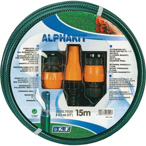 G.F. GF80007028 Hortum Alpha 1/2'' 15m Adaptör Kitli ürün görseli 1
